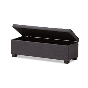 Baxton Studio Orillia Modern and Contemporary Dark Grey Fabric Upholstered Grid-Tufting Storage Ottoman Bench