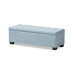 baxton studio orillia modern and contemporary light blue fabric upholstered grid-tufting storage ottoman bench