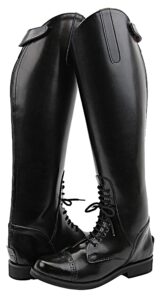 hispar women ladies victory leather english field boots horse back riding equestrian - black 10 wide calf