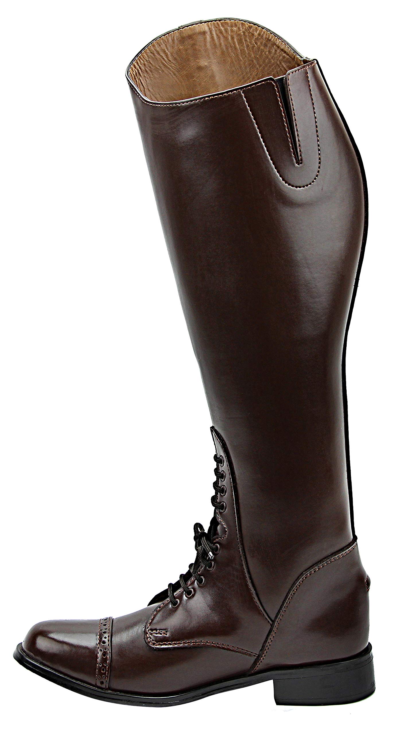 Hispar Women Ladies GRANDUER Pull On Leather English Field Boots Horse Back Riding Equestrian - Brown 7 WIDE CALF