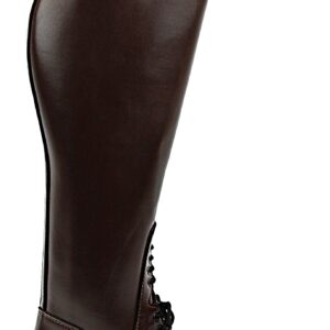 Hispar Women Ladies GRANDUER Pull On Leather English Field Boots Horse Back Riding Equestrian - Brown 7 WIDE CALF