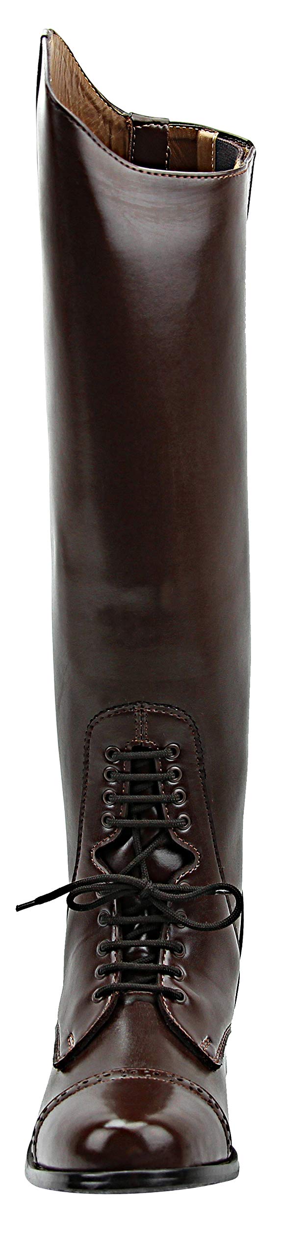 Hispar Women Ladies GRANDUER Pull On Leather English Field Boots Horse Back Riding Equestrian - Brown 7 WIDE CALF