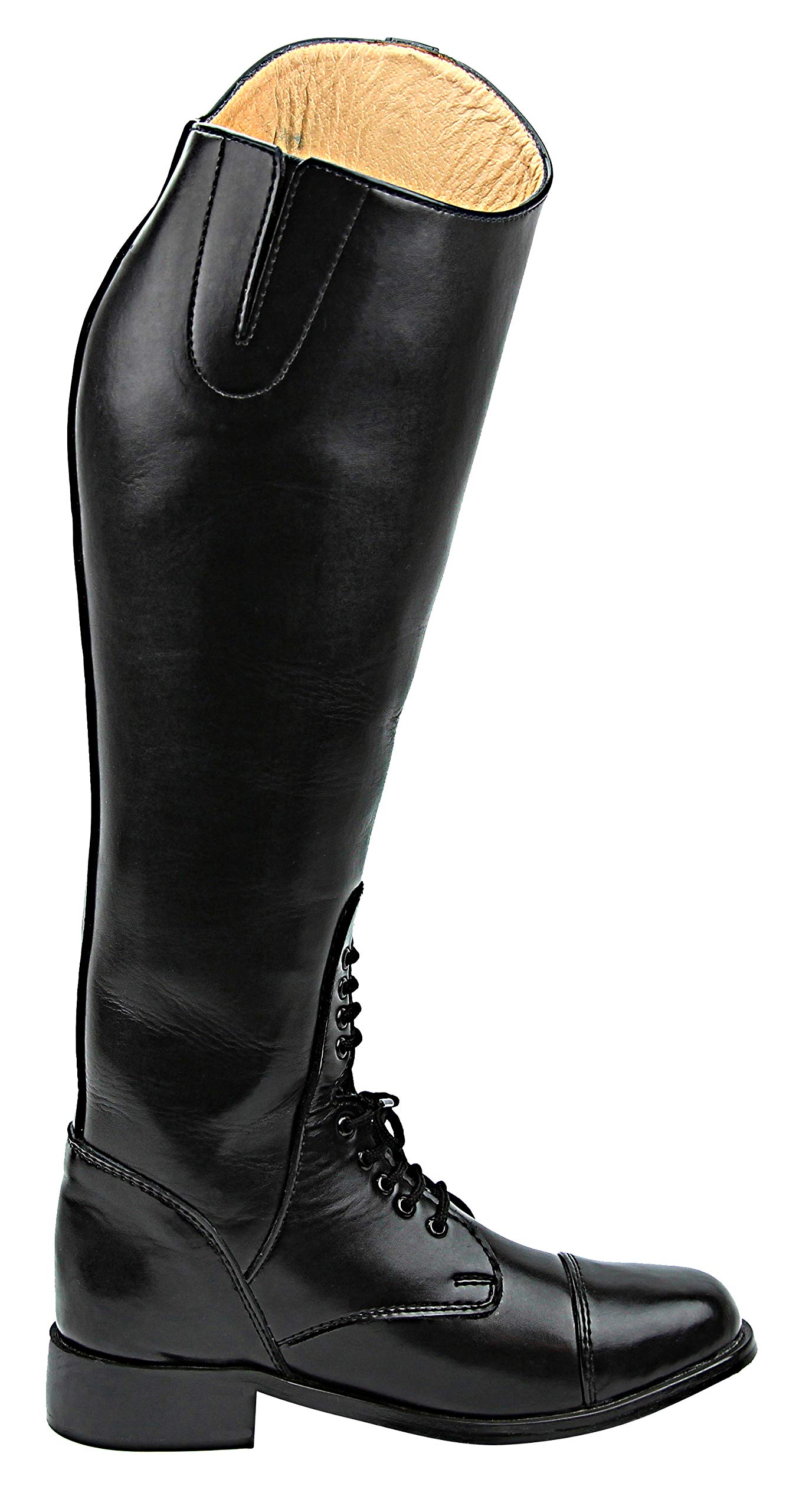 Hispar Women Ladies GRANDUER Pull On Leather English Field Boots Horse Back Riding Equestrian - Black 10.5 REGULAR CALF