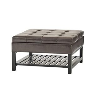 christopher knight home miriam ottoman with storage and bottom rack, brown