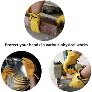 OZERO Leather Work Gloves for Men: Large 3 Pairs Cowhide Leather Working Gloves for Driving Heavy Duty Mechanic Ranch - Women Gardening Leather Glove