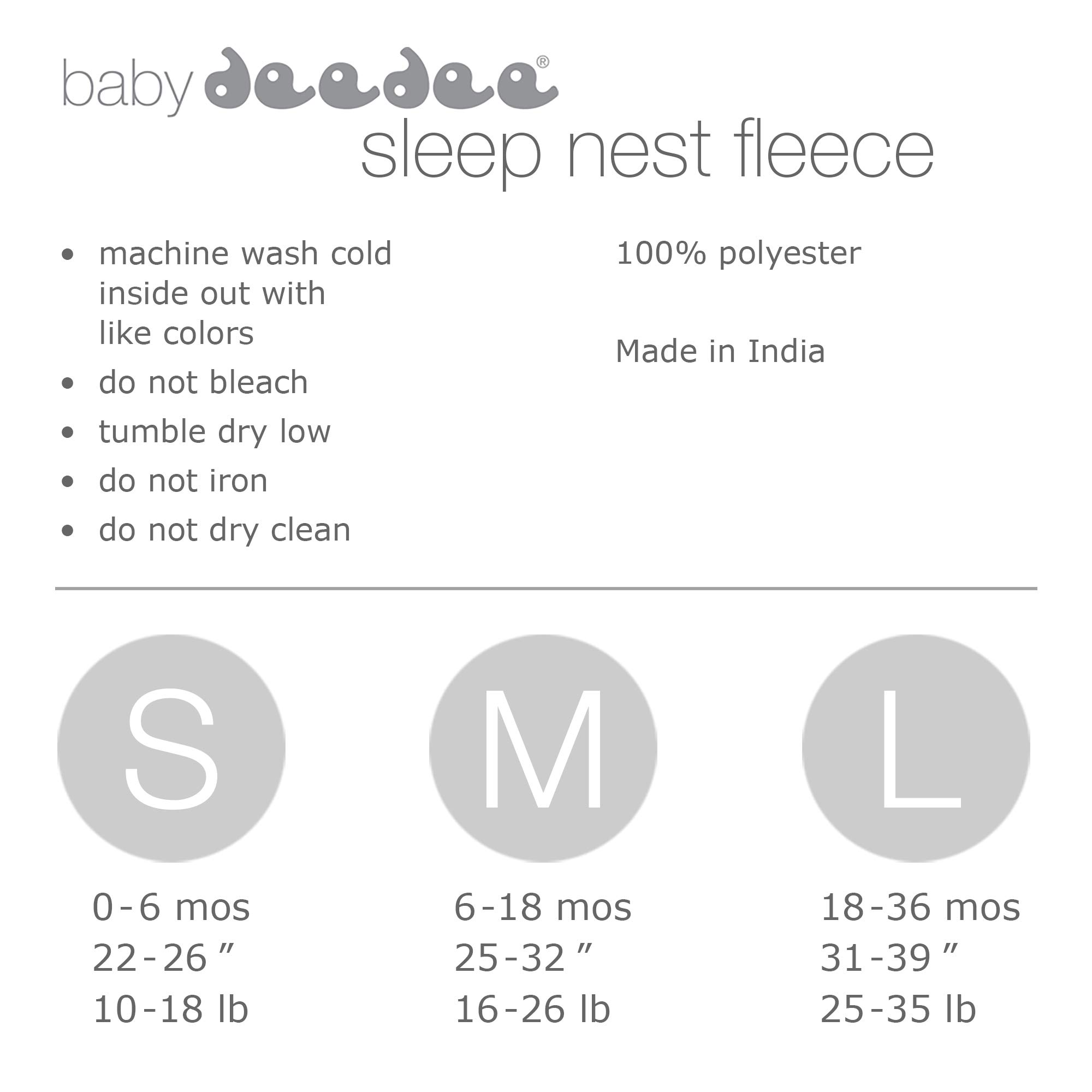 Sleep nest Fleece Baby Sleeping Bag, Lake Green, Large (18-36 Months)