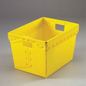 postal mail tote without lid, corrugated plastic, yellow, 18-1/2x13-1/4x12 - lot of 10