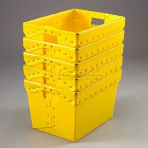 Postal Mail Tote Without Lid, Corrugated Plastic, Yellow, 18-1/2x13-1/4x12 - Lot of 10