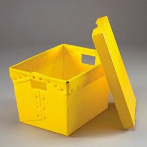 Postal Mail Tote Without Lid, Corrugated Plastic, Yellow, 18-1/2x13-1/4x12 - Lot of 10