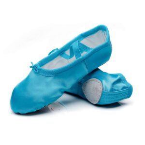 msmax women's ballet shoes satin split sole performa flats blue 6 m women