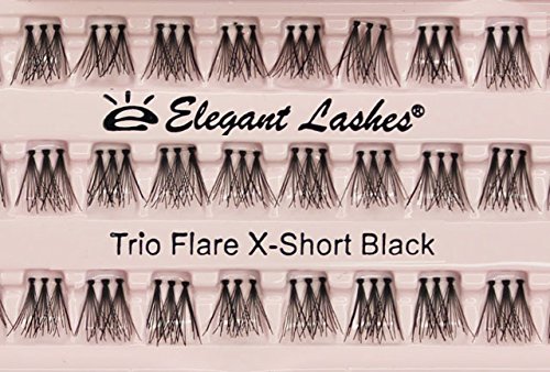 Elegant Lashes Trio Flare - X-SHORT Black Individual Lashes (Pro Dozen Pack - 12 Trays)