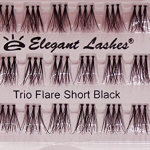 Elegant Lashes Trio Flare - SHORT Black Individual Lashes (Pro Dozen Pack - 12 Trays)