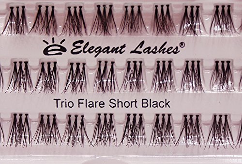 Elegant Lashes Trio Flare - SHORT Black Individual Lashes (Pro Dozen Pack - 12 Trays)