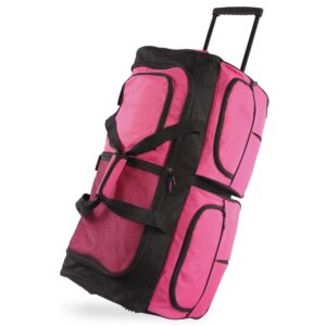 pacific coast signature 30" large rolling duffel bag, pink, one size