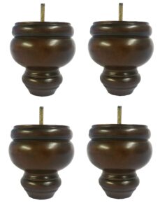 elegent upholstery 5" buns dark walnut sofa/couch/ottoman wood legs 5/16" thread - set of 4