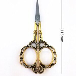 Yueton Vintage Europea Style Plum Blossom Needlework Embroidery Scissors (Gold)