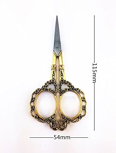 Yueton Vintage Europea Style Plum Blossom Needlework Embroidery Scissors (Gold)