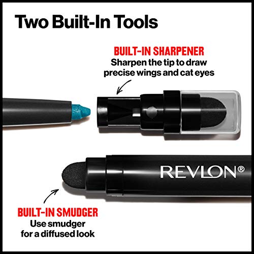 Revlon Pencil Eyeliner, ColorStay Eye Makeup with Built-in Sharpener, Waterproof, Smudge-proof, Longwearing with Ultra-Fine Tip, 210 Teal, 0.01 oz