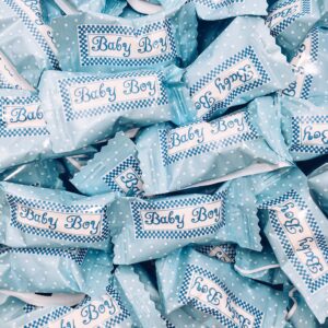 baby boy buttermints - 13 oz. bag - approximately 100 individually wrapped mints - it's a boy baby shower candy, baby reveal party favors