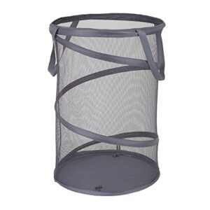 household essentials 2027-1 pop-up collapsible mesh laundry hamper | charcoal