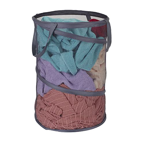 Household Essentials 2027-1 Pop-Up Collapsible Mesh Laundry Hamper | Charcoal