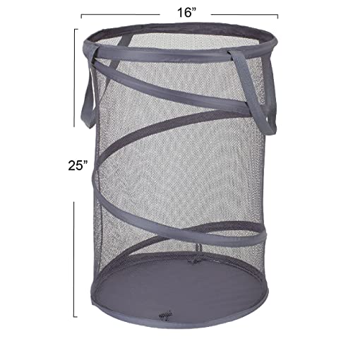 Household Essentials 2027-1 Pop-Up Collapsible Mesh Laundry Hamper | Charcoal