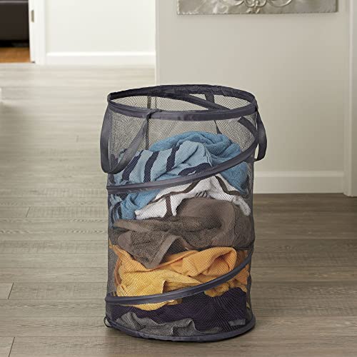 Household Essentials 2027-1 Pop-Up Collapsible Mesh Laundry Hamper | Charcoal