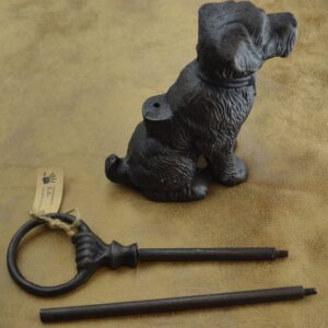 LuLu Decor, Cast Iron Decorative Dog Door Stopper with Rod, Door Stop with Handle (with Rod)