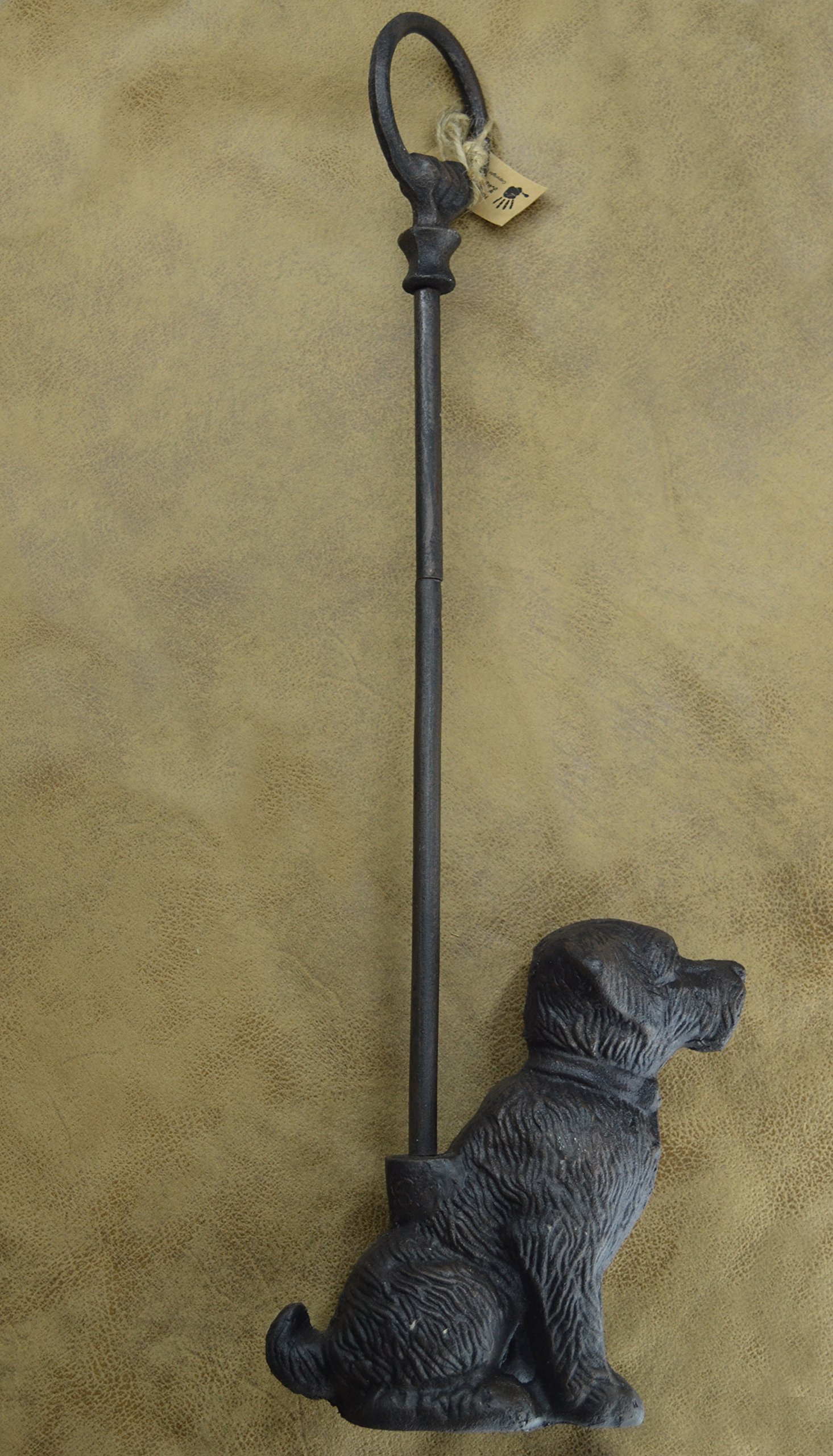 LuLu Decor, Cast Iron Decorative Dog Door Stopper with Rod, Door Stop with Handle (with Rod)