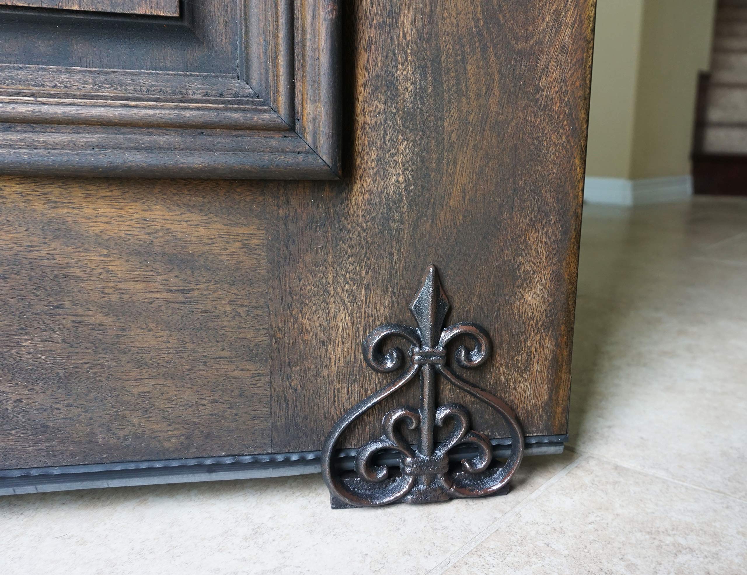 Lulu Decor, Cast Iron Fleur De Lis Door Stop, Door Stopper (LB15BK1)