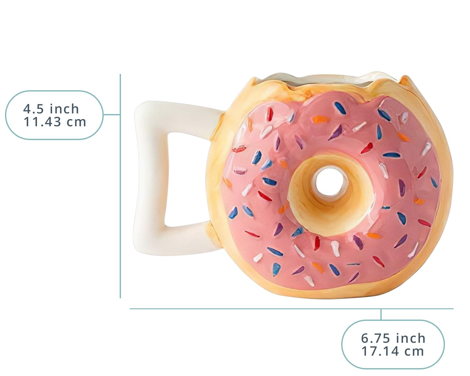 Ceramic Donut Mug - Delicious Pink Glaze Doughnut with Sprinkles - Funny "MMM... Donuts!" Quote - Best Cup For Coffee, Tea, Hot Chocolate and More - Large 14 oz - Funny Coffee Mug Gift - Pink