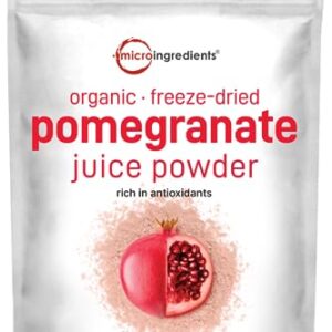 Organic Pomegranate Juice Powder, 1 Pound | 100% Natural Fruit Powder | Freeze Dried & Cold Pressed | No Sugar & Additives | Great Flavor for Drinks, Smoothie, & Beverages | Non-GMO & Vegan Friendly