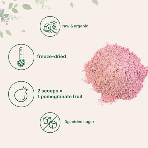 Organic Pomegranate Juice Powder, 1 Pound | 100% Natural Fruit Powder | Freeze Dried & Cold Pressed | No Sugar & Additives | Great Flavor for Drinks, Smoothie, & Beverages | Non-GMO & Vegan Friendly