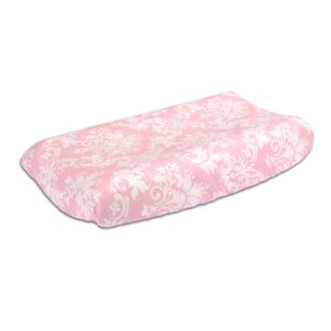 pink damask 100% cotton changing pad cover by the peanut shell