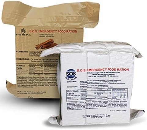 S.O.S. Rations Emergency 3600 Calorie Food Bar (Cinnamon + Coconut, 2 Pack)