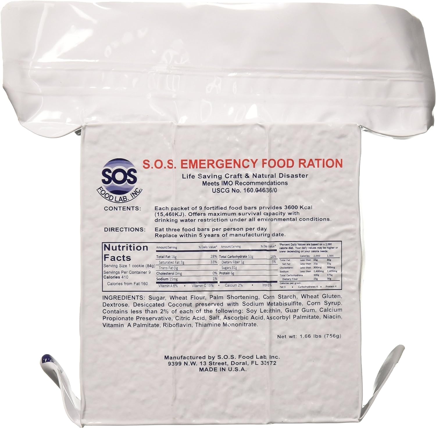 S.O.S. Rations Emergency 3600 Calorie Food Bar (Cinnamon + Coconut, 2 Pack)