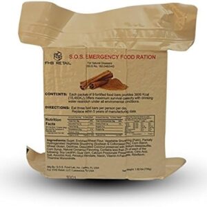 S.O.S. Rations Emergency 3600 Calorie Food Bar (Cinnamon + Coconut, 2 Pack)