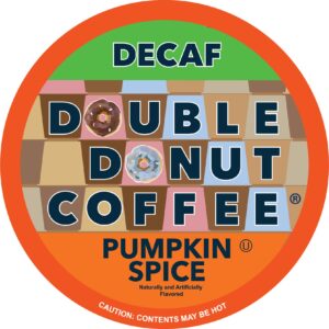 double donut medium roast decaf coffee pods, pumpkin spice flavored, for keurig k-cup machines, 24 single-serve capsules per box