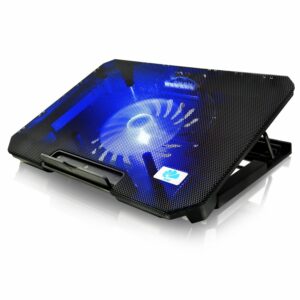 AABCOOLING NC74 - Laptop Cooling Tray with 125mm Fan, Adjustable Tilt and Blue Backlight, Laptop Fan Cooling Pad, PS4 Cooling Pad, Laptop Cooler Stand, Silent Laptop Cooler