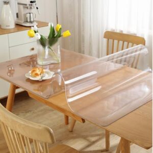 OstepDecor Clear Table Protector, 24 x 48 Inch Clear Table Cover Protector, 1.5mm Thick Plastic Table Cover Clear Table Pad Tablecloth Protector, Clear Desk Pad Mat for Writing Desk, Coffee Table