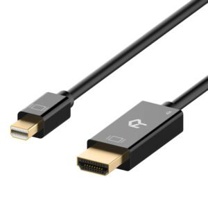 rankie mini displayport (mini dp) male to hdmi male cable, compatible with thunderbolt, 4k ready, 10 feet (black)