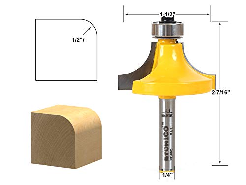 YONICO 13166q 1/2-Inch Radius Round Over Edge Forming Router Bit 1/4-Inch Shank