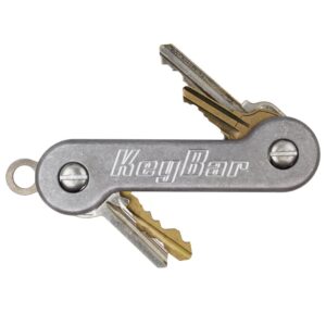 stonewashed aluminum keybar | everyday carry compact key holder multi-tool and keychain organizer with pocket clip (holds up to 12 key) made in the usa