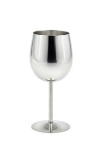 stainlesslux 73344 brilliant stainless steel wine glass/wine tasting goblet (new version with 1/4" taller)- quality drinkware for your enjoyment