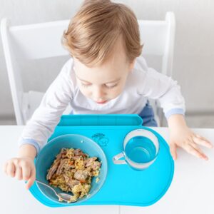 Silicone Children's Place Mat - Baby Mumbo | Food-Grade Quality with Unique Raised Edges for Spill Prevention | Lightweight, Portable, and Spill-Proof Tray (Gracious Gray)