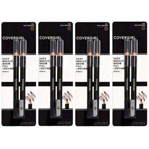 covergirl easy breezy brow, fill+define pencils [505] rich brown 2 ea​​ ( pack of 4)​