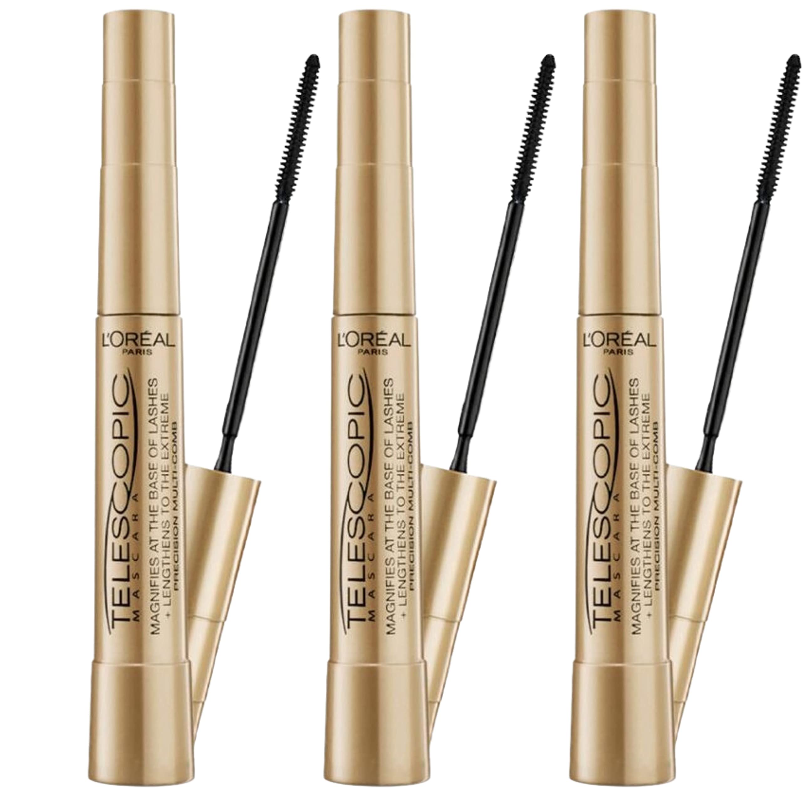 L'Oreal Paris Telescopic Mascara, Black [905] 0.27 oz (Pack of 3)