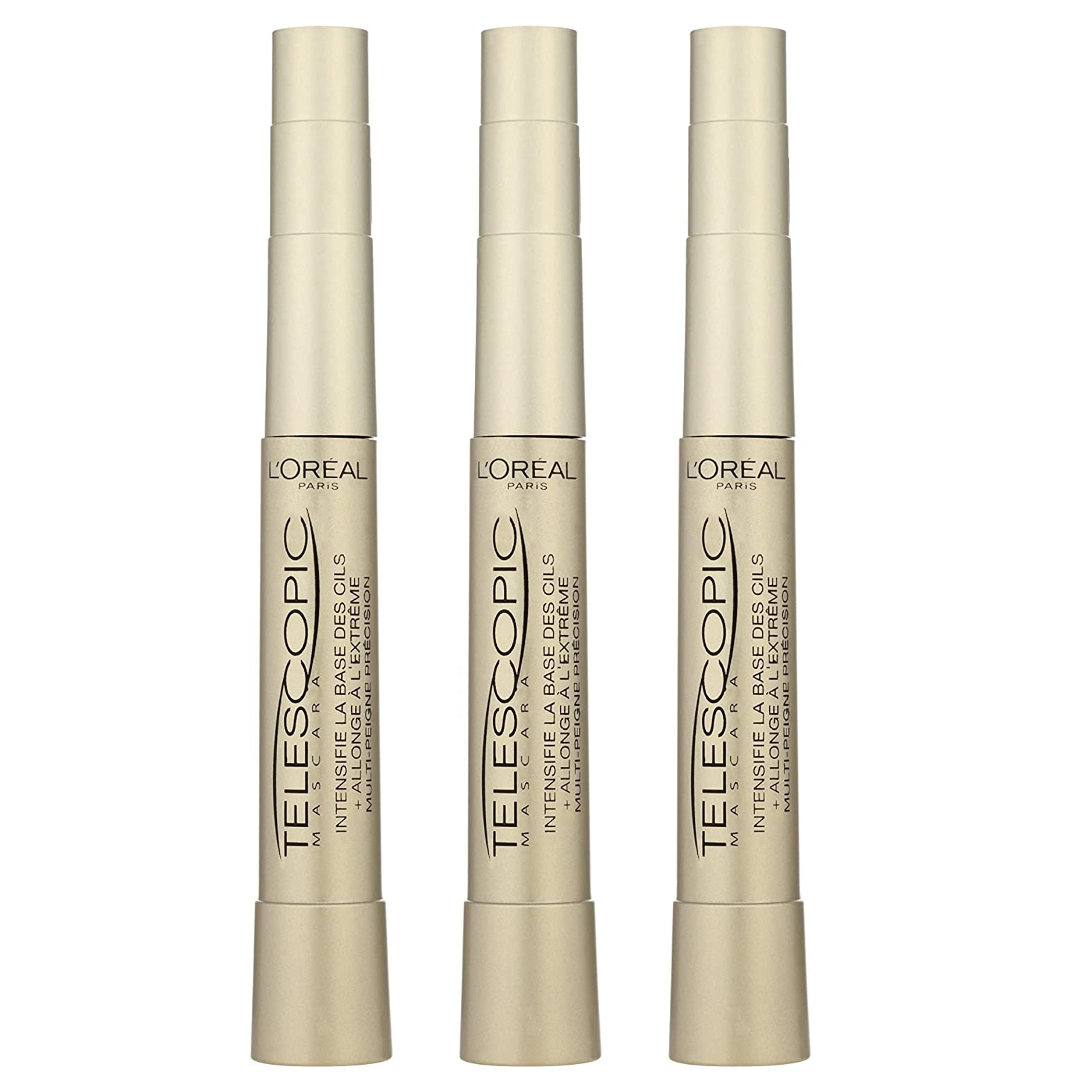 L'Oreal Paris Telescopic Mascara, Black [905] 0.27 oz (Pack of 3)