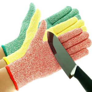 truchef cut resistant gloves - 3 pack, food grade, fits both hands, level 5 protection, small