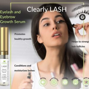 Clearly LASH, Natural Eyelash Growth Serum for Longer, Fuller Enhanced Lashes and Brows with Castor Oil + Vitamin E | Irritation Free and Paraben Free